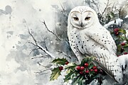 Snowy Owl with Yellow Eyes Painting by Lourry Legarde Snowy Owl with Yellow Eyes Painting by Lourry Legarde
