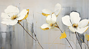 Soft Gray and White Floral Prints Painting by Lourry Legarde