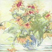 Soft Sunflowers Painting by Roxanne Dyer