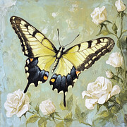 Soft Yellow Butterfly 3 Painting by Tina LeCour Soft Yellow Butterfly 3 Painting by Tina LeCour