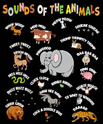 Sounds of the Animals Onomatopoeia Onomatopoesie Digital Art by Toms Tee Store