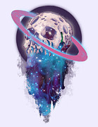 Space Elemental Skull Drawing by Ludwig Van Bacon