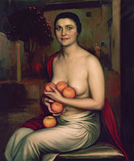 Spanish school. The Girl With Oranges. 1928. Granada, Luis Miller collection. Painting by Julio Romero de Torres -1874-1930-