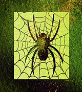 Spatter Spider on Green Digital Art by Bamalam Art