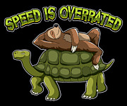 Speed Is Overrated Sloth Rides A Turtle Digital Art by Mister Tee