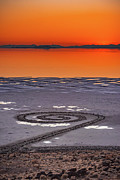 Spiral Jetty Sunset, Great Salt Lake, UT - Vertical Photograph by Abbie Matthews