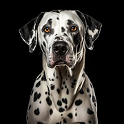 Spotted Dalmatian Dog Portrait on Dark Background Photograph by Good Focused