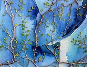 Spring Branches, Blue Wall Digital Art by Eris And AI