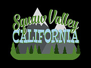 Squaw Valley California Retro Mountains Trees Digital Art by Flo Karp