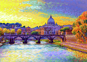 St Angelo Bridge Ponte St Angelo Rome Painting by Jane Small