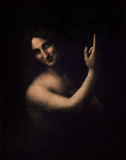 St. John the Baptist - 1513/16 - 69x57 cm - oil on canvas. LEONARDO DA VINCI. SAN JUAN BAUTISTA. Painting by Leonardo da Vinci -1452-1519-