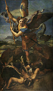 St. Michael Vanquishing Satan Painting by Raphael