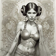 Steampunk Carrie Fisher as Princess Leia 1 Digital Art by Mark Miller