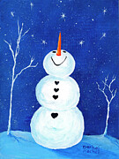 Star Gazing Snowman Painting by Darice Machel McGuire