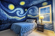 Starry Night Dreamer Bedroom Digital Art by Matthias Hauser