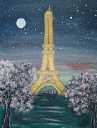 Starry Night - Eiffel Tower Painting by M Carlen