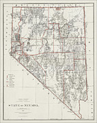 State of Nevada Vintage Map 1879 Drawing by Carol Japp