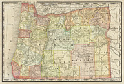 State of Oregon Vintage Map 1889 Drawing by Carol Japp