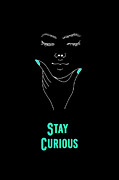 Stay Curious black Drawing by Az Jackson