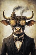 Steampunk Bull Visionary Digital Art by Matthias Hauser