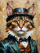 Steampunk Cat in a Suit Ai Art by AI Digital