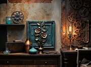 Steampunk Floral Still Life Digital Art by Eris And AI Steampunk Floral Still Life Digital Art by Eris And AI