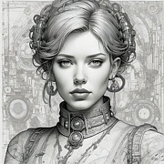 Steampunk Scarlett Johansson 2 Digital Art by Mark Miller