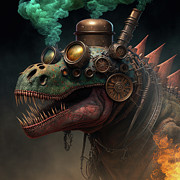 Steampunk stegosaur dinosaur with erupting volcano, generative AI #BuyIntoArt  Photograph by Steve Estvanik