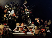 Still Life With Flowers And Fruit, By Master Of The Hartford Still Life Painting by Caravaggio
