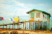 Stilt House Painting by Tammy Lee Bradley