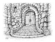 Stone Castle Door Drawing by Greg Joens