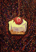 Strawberry Caramel Drizzle Cheesecake Painting by Sherell Marie