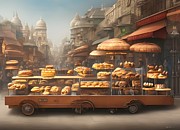 Street Pastry Cart Digital Art by Beverly Read