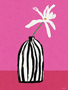 Striped Vase- Art by Linda Woods Mixed Media by Linda Woods