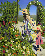 Strolling Past The Flowers Painting by NL Galbraith