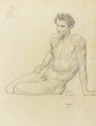 Study of a seated man for summer Mixed Media by William-Adolphe Bouguereau