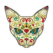 Sugar Skull Cat Portrait Digital Art by Matthias Hauser