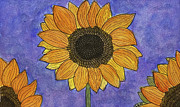 Sunflowers on Blue Mixed Media by Lisa Neuman Sunflowers on Blue Mixed Media by Lisa Neuman