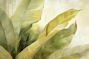 Sunlit Banana Leaves Art Painting by Lourry Legarde