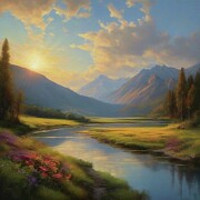 Sunlit Peaks and Flowing Stream Digital Art by Allen Nice-Webb Sunlit Peaks and Flowing Stream Digital Art by Allen Nice-Webb