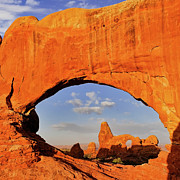 Sunrise at The North Window in Arches NP - Moab Utah Photograph by Gregory Ballos