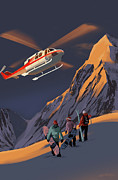 Sunrise Heliski  Painting by Sassan Filsoof
