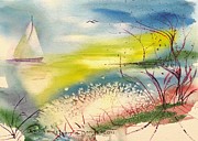 Sunrise Sail at Atlantic Beach  Painting by Catherine Ludwig Donleycott