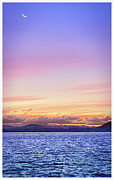 Sunset and Moon over Lake Burley Griffin Photograph by Rob Lang