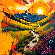 Sunset and Wildflowers Digital Art by Stephanie Fischer Sunset and Wildflowers Digital Art by Stephanie Fischer