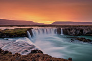 Sunset at Godafoss waterfall Photograph by Alexios Ntounas