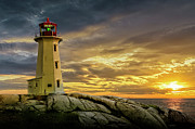 Sunset at Peggys Cove Lighthouse in Nova Scotia Photograph by Randall Nyhof Sunset at Peggys Cove Lighthouse in Nova Scotia Photograph by Randall Nyhof