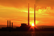 Sunset at the Poolbeg Chimneys, Dublin Photograph by John Soffe