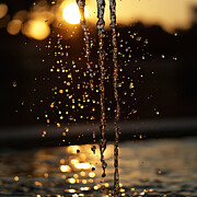 Sunset Fountain Digital Art by Elisabeth Lucas
