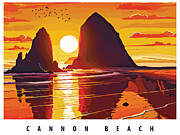 Sunset in Cannon Beach, OR Digital Art by Long Shot